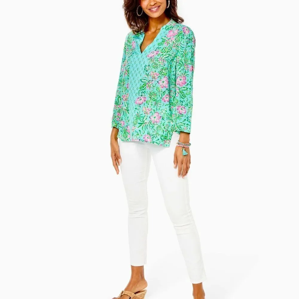 Lilly Pulitzer Aqua and Pink Floral Tunic - Picture 8 of 8